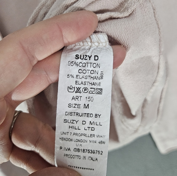 Suzy D London Womens Medium Blazer Jacket Light Pink Cotton Double Button - Picture 7 of 8